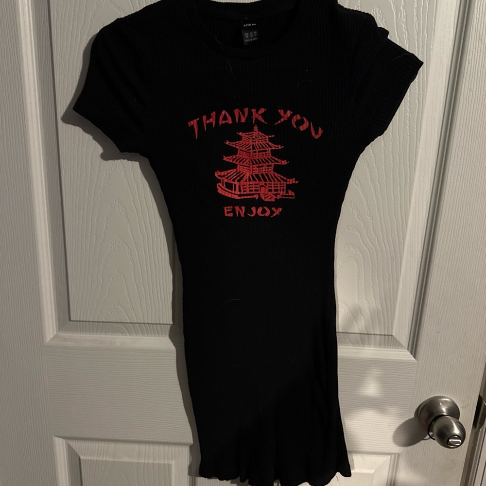SHEIN Black Dress with Red Graphic